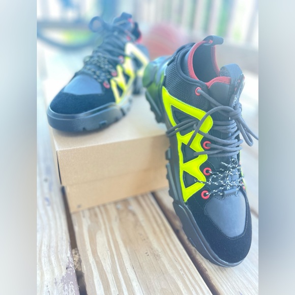 ALEXANDER MCQUEEN MCQ Men’s Orbyt Mid Neon YELLOW BLACK - Picture 6 of 12
